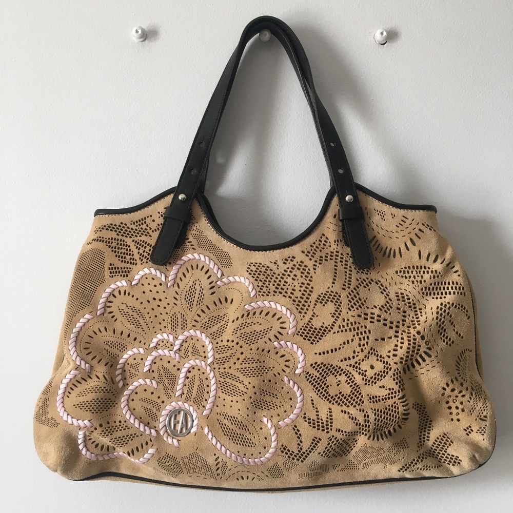 Emporio Armani suede laser cut Y2K purse